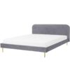 Minimalist Velvet Upholstered eu Super King Size Bed 6ft Headboard Grey Flayat