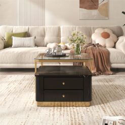 Modern 2-piece Coffee Tables With Drawer & Legs - -saving Living Room Set"