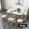 Modern 7-piece Dining Table Set With Faux Marble Compact 55inch Kitchen Table Set For 6