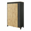 Modern Black Matt & Oak Artisan Wardrobe W123cm - Stylish Storage with LED Lighting