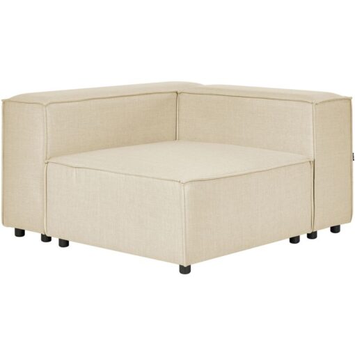 Modern Corner Section 1-Seat Sofa Module Black Legs Polyester Linen Upholstery Beige Aprica