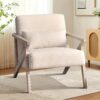 Modern Frame Reclining Lounge Chair With Lumbar Cushion Decorative Chair For Bedroom, Living Room, Reading Room Seating