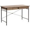 Modern Industrial Home Office Desk 1 Drawer Dark Wood Top Black Metal Legs Casco