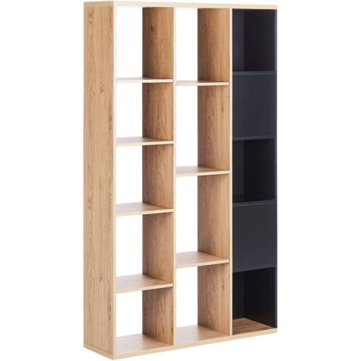 Modern Minimalist 5 Tier Bookcase Shelving Display Unit Storage 99 x 26 x 175 cm Black with Light Wood Bangor