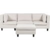 Modern Modular 3 Seater Sofa with Ottoman Upholstered Polyester Fabric Cushioned Backrest Light Beige Unstad