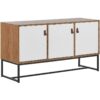 Modern Sideboard Storage Cabinet 3 Doors Metal Legs Light Wood with White Nueva