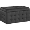 Modern Tufted Ottoman Bedroom Bench Storage Chest Black Velvet Michigan