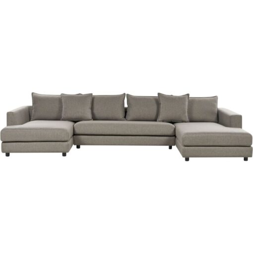 Modern U-Shaped Corner Sofa 2 Chaises Cushioned Back Extra Throw Pillows Removable Covers Taupe Lilviken