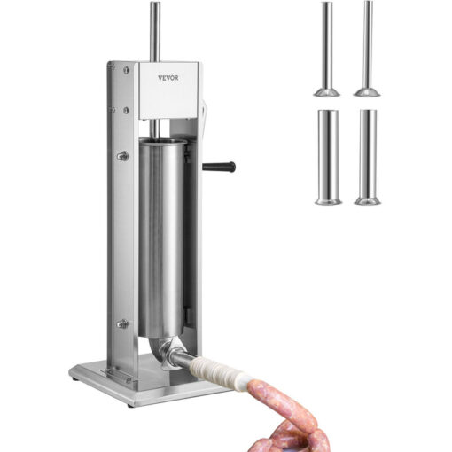 Mophorn - vevor Manual Sausage Stuffer, 11LBS/7L Capacity, Two Speed 304 Stainless Steel Vertical Sausage Stuffer, Sausage Filling Machine with 4