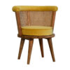 Mustard Cotton Velvet Nordic Rattan Chair