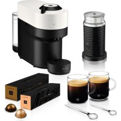 NESPRESSO by Krups Vertuo Pop Barista Bundle XN920141 Smart Coffee Machine - Coconut White, White,Black