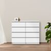 NRG Chest of Drawers Storage Bedroom Furniture Cabinet 8 Drawer White 120x30x99.6cm