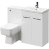 Napoli 390 Gloss White 1100mm Vanity Unit Toilet Suite with 1 Tap Hole Basin and 2 Doors with Gunmetal Grey Handles