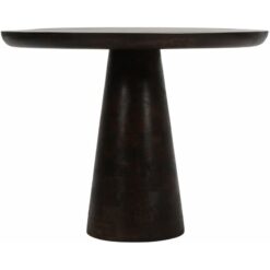 Natural Solid Dark Mango Wood Round Dining Table