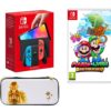 Nintendo Switch OLED (Neon Red & Blue), Mario & Luigi: Brothership & Princess Zelda Case Bundle, Red,Blue