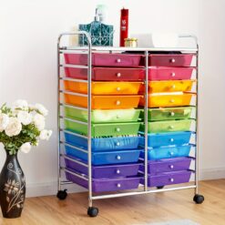 Office Rolling Cart 20 Storage Drawers Scrapbook Paper Studio Organizer Mutli Color