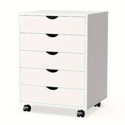 Olixis 5-drawer Wooden Mobile Filing Cabinet, Large Capacity Lockers, Open Storage Box, Suitable For Home And Office Use