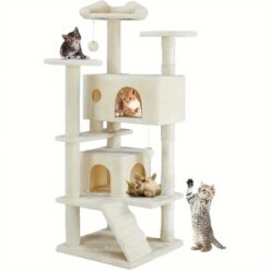 Olixis Cat Tree Tower For Indoor Cats, 54in Tall Multi-level Pet Furniture, Stable Kitty Play House With Sisal Scratching Post, Large Condo, Climbing