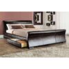 Othello Modern Storage Faux Leather Bed - Brown - Memory Foam Spring Mattress 4ft6 - Brown