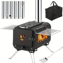 Outdoor Portable Wood Stove, Tent Stove, Wood Burning Stove For Camping, Cast Stove, Tent Heaters For Camping, Includes Chimney Pipes Ans ,