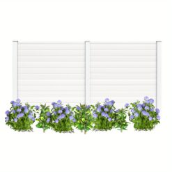 Outdoor Privacy Fence Panel 2 Picket Pvc Decorative Fence W/ 3 Cuspidal Stakes