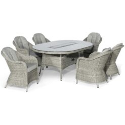 Oxford 6 Seat Oval Fire Pit Dining Set with Heritage Chairs