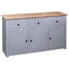 Panama Range Grey Solid Pinewood Sideboard - 135X40x80 Cm Stylish Storage