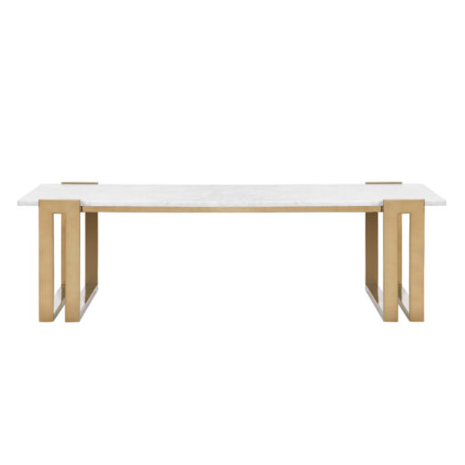 Pia Coffee Table - White Marble - Brass Effect Feet