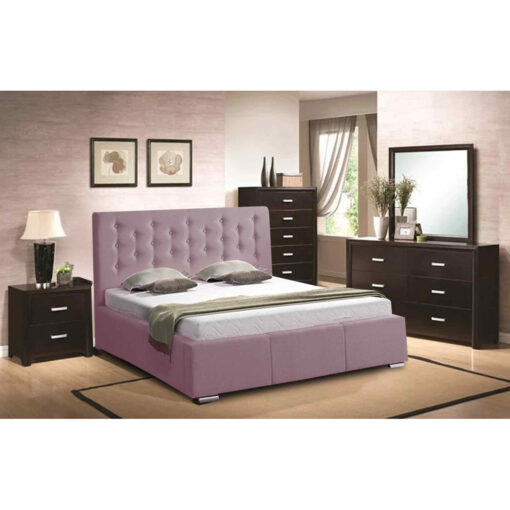 Pinia Bed Super King Plush Velvet Pink