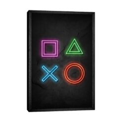 Playstation Signs Neon - Graphic Art Print on Canvas