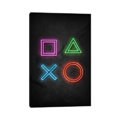 Playstation Signs Neon - Graphic Art Print on Canvas