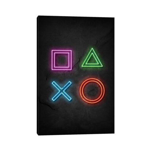 Playstation Signs Neon - Graphic Art Print on Canvas