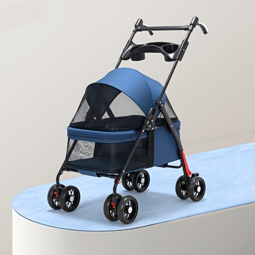 Portable Pet Stroller, Lightweight Folding Dog Cart, Alloy , Anti-escape Safety , Small Rear Pocket, , For Cats And Dogs, Accessory