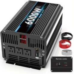 Power Inverter 6000w 12v To 110v 120v Ac Lcd Display, For Vehicles Rv