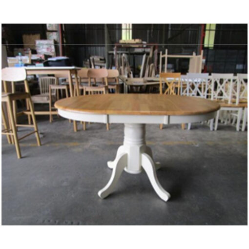 Prestow Extending Round Dining Table In Solid Wood - Traditional Rustic Farmhouse Kitchen