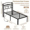 Queen Bed Frame With Storage Headboard And Metal Platform With Non-slip Surface, Havemulti-color Wusical Galaxy Star Projector And Night Light,