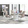 Renne Modern High Gloss Extendable Dining Table Set With 4 Modern Faux Leather Dining Chairs