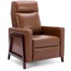 Riley push back soft air leather modern reclining armchair accent home cenema recliner chair brown - Brown