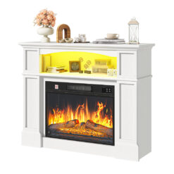 Russel Lark Manor Electric Fireplace with LED Storage Shelf