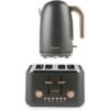 SALTER COMBO-9354 Pebble Jug Kettle & 4-Slice Toaster Bundle - Charcoal, Black