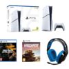 SONY PlayStation 5 (Model Group - Slim), Call of Duty: Black Ops 6, Wreckfest & G535 LIGHTSPEED Wireless Gaming Headset Bundle, White