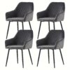 Set Of 1 2 4 6 Dining Chairs Armchairs Armrest & Backrest Upholstered Legs