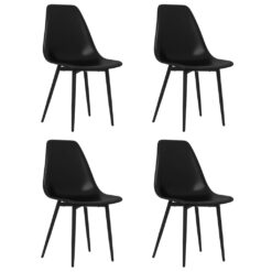 Set Of 4 Black PP Dining Chairs - Stylish And Durable Seating For Home Or Office