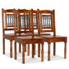 Set Of 4 Brown Solid Acacia Wood Dining Chairs - Modern And Affordable Seating For Dining Room Or Kitchen