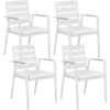 Set of 4 Outdoor Garden Dining Chairs Aluminium Frame with Seat Cushions White Taviano