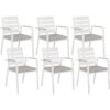 Set of 6 Outdoor Garden Dining Chairs Aluminium Frame with Grey Seat Cushions White Taviano