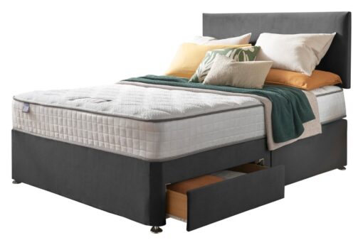 Silentnight Memory Small Double 2 Drawer Divan Bed-Charcoal