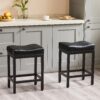 Smug Bar Set Of 2, Height 24 , Pu Barstools Metal And Footrest, Upholstered Bar For