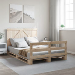 Solid Wood Pine Bed Frame With Headboard, 200X200 Cm, Stylish And Sturdy Design