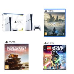 Sony PlayStation 5 (Model Group - Slim), Wreckfest, LEGO Star Wars: The Skywalker Saga & Hogwarts Legacy Bundle, White